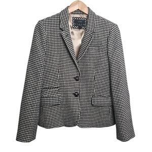J Crew Schoolboy Wool Houndstooth Blazer Lined Womens 12 Academia Career Preppy